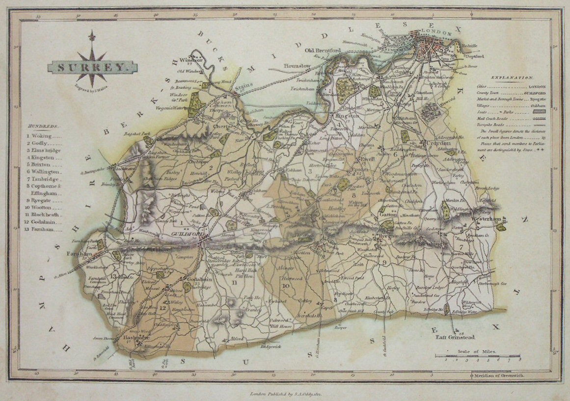 Map of Surrey - Wallis